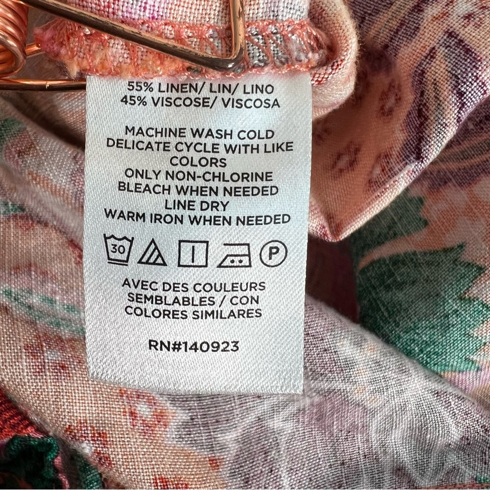 NEW NWT Ann Taylor Loft Pull On Linen Blend Wide Leg Pants Patchwork Bloom LARGE - Picture 8 of 12